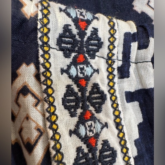 Tory Burch Candice Printed Silk Cotton Blouse in Blue $496 - Picture 15 of 16